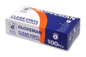 Gloveman Powdered Clear Vinyl Gloves