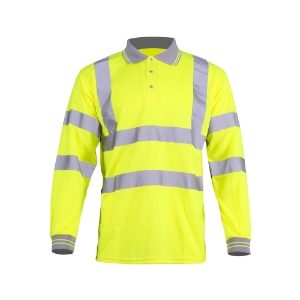 Warrior Yellow Hi Viz Long Sleeve Polo Shirt