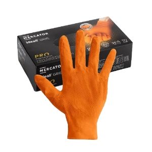 Mercator Orange Ideall Grip PF Nitrile Gloves