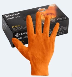 Mercator Orange Ideall Grip PF Nitrile Gloves