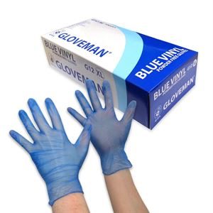 Gloveman Powder Free Blue Vinyl Gloves
