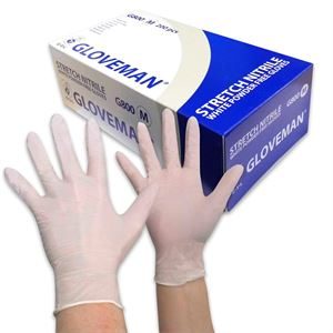 Gloveman Powder Free Stretch White Nitrile Gloves